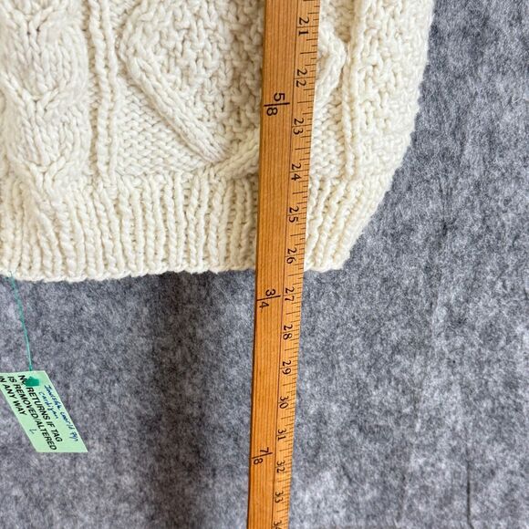 Invisible World Mens L Zip-Front Cardigan Sweater Chunky Knit Fisherman Ivory - Picture 9 of 11